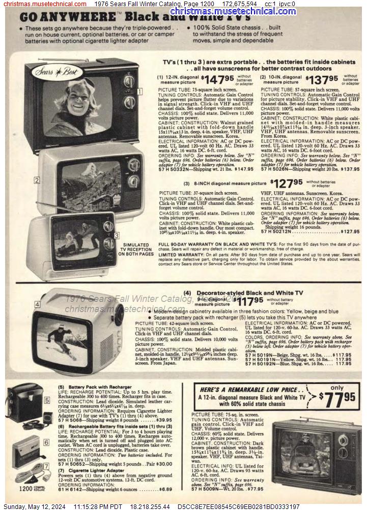 1976 Sears Fall Winter Catalog, Page 1200