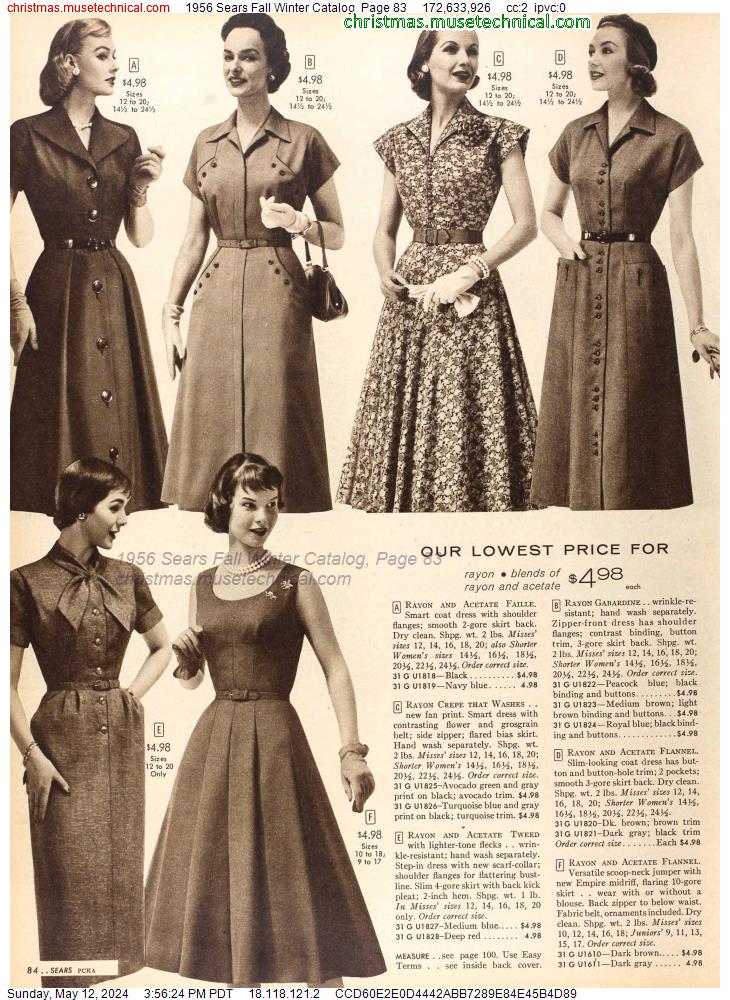 1956 Sears Fall Winter Catalog, Page 83