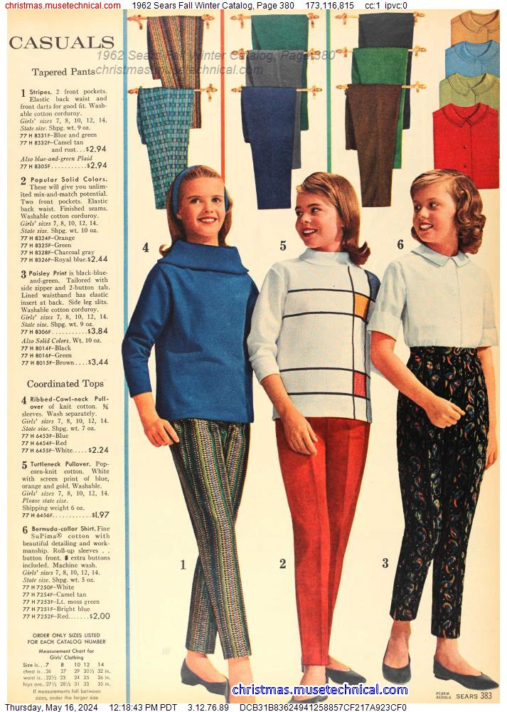 1962 Sears Fall Winter Catalog, Page 380