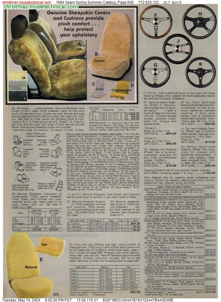 1984 Sears Spring Summer Catalog, Page 608