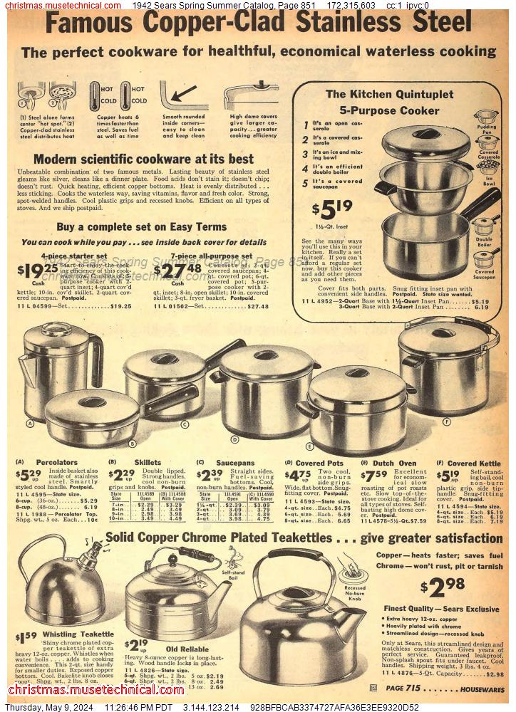 1942 Sears Spring Summer Catalog, Page 851