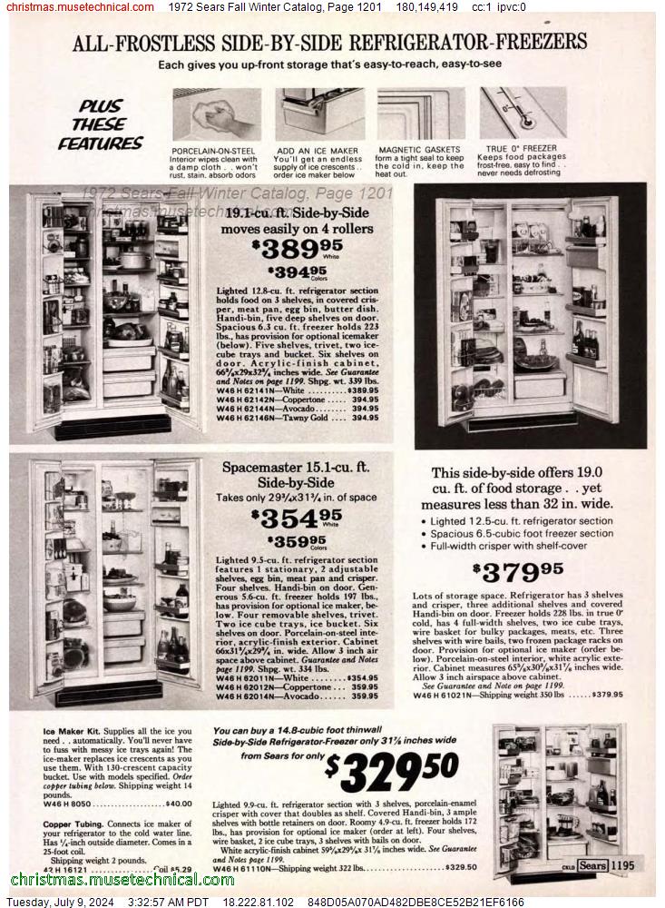 1972 Sears Fall Winter Catalog, Page 1201