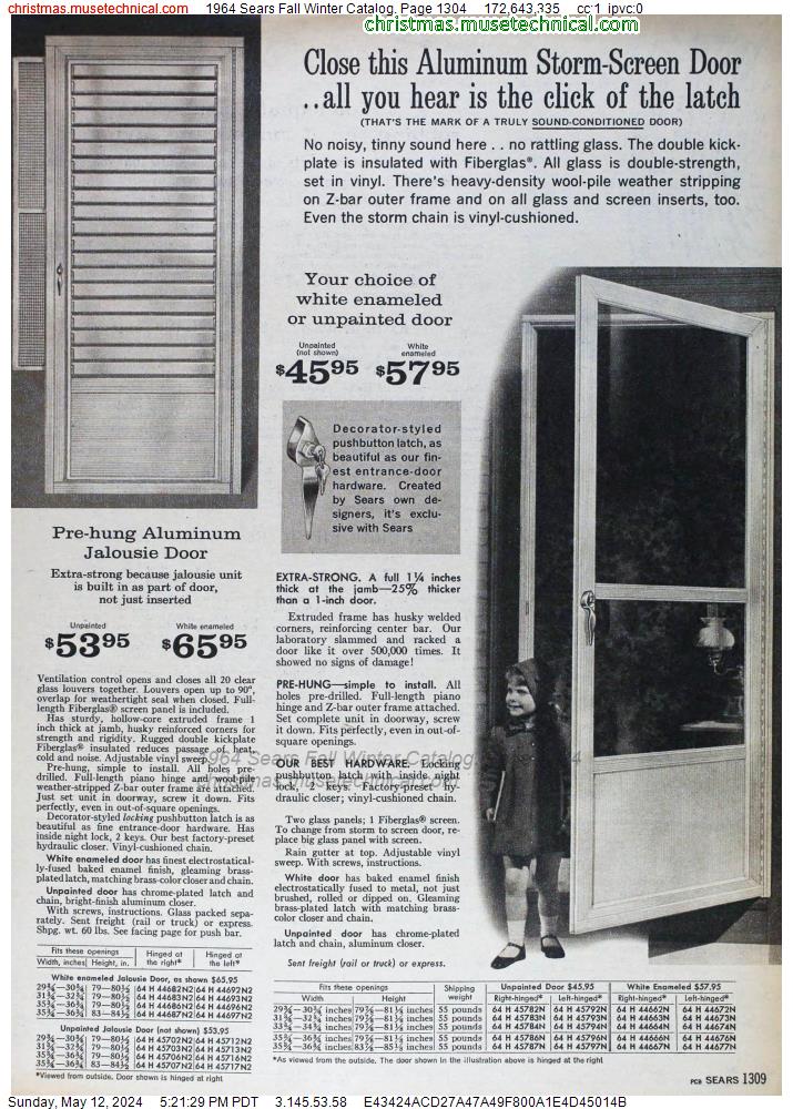 1964 Sears Fall Winter Catalog, Page 1304