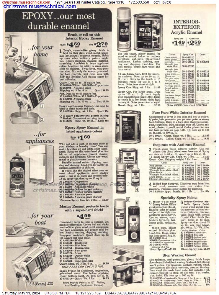1971 Sears Fall Winter Catalog, Page 1316