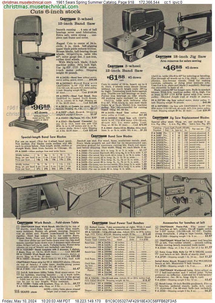 1961 Sears Spring Summer Catalog, Page 918