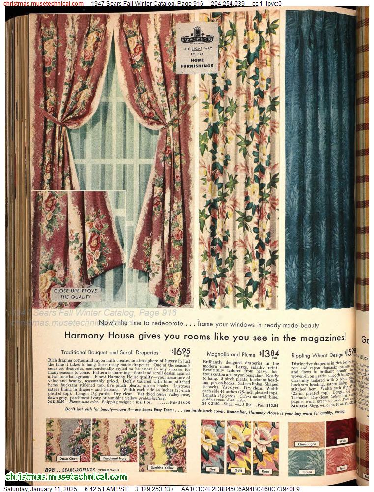 1947 Sears Fall Winter Catalog, Page 916