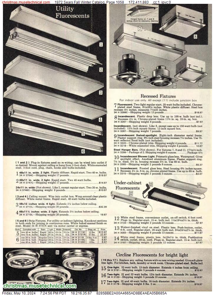 1972 Sears Fall Winter Catalog, Page 1058