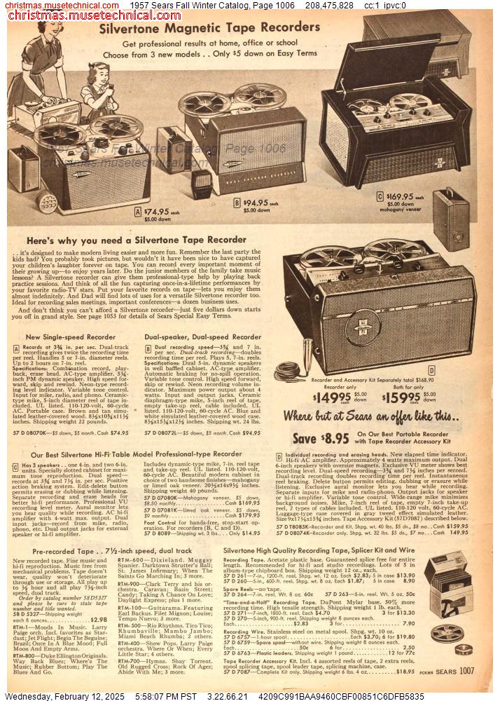 1957 Sears Fall Winter Catalog, Page 1006