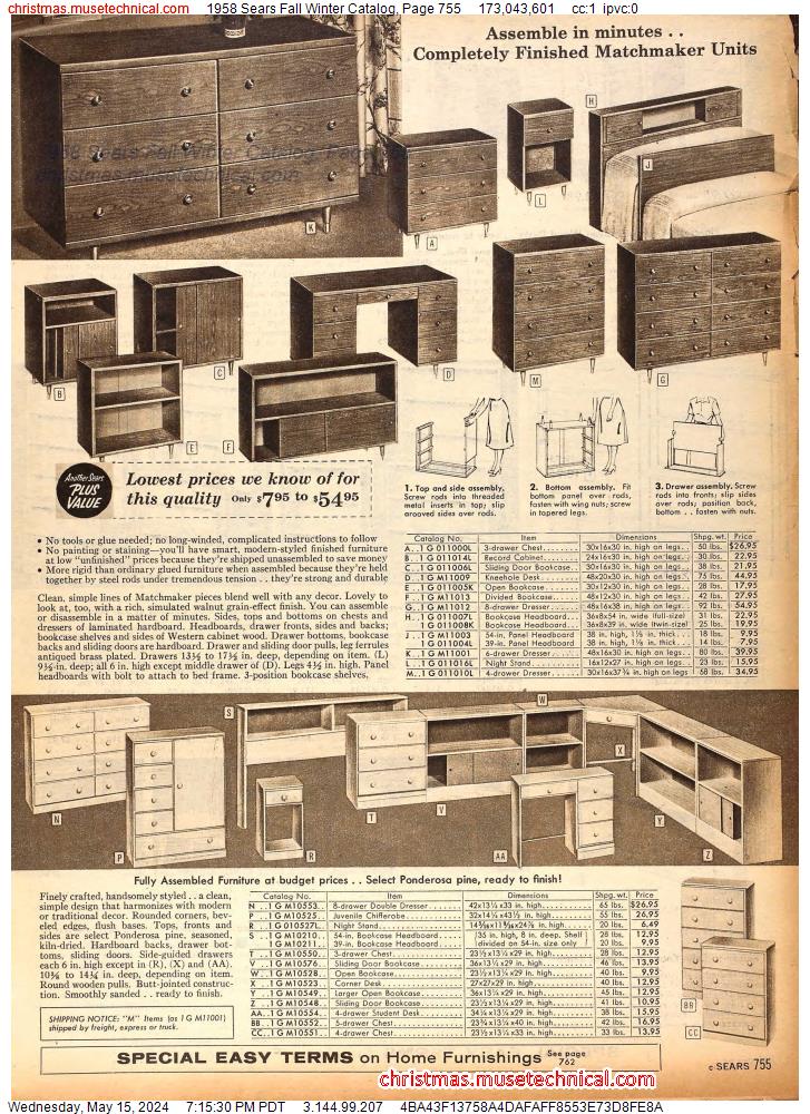 1958 Sears Fall Winter Catalog, Page 755