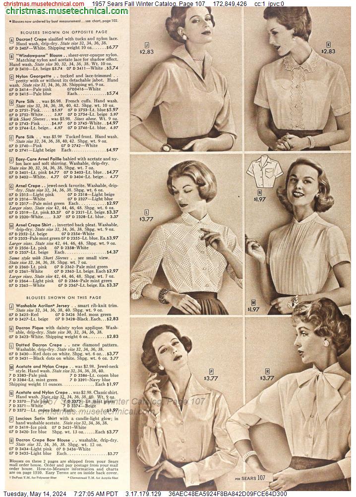 1957 Sears Fall Winter Catalog, Page 107