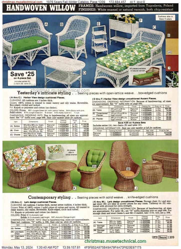 1976 Sears Fall Winter Catalog, Page 1309