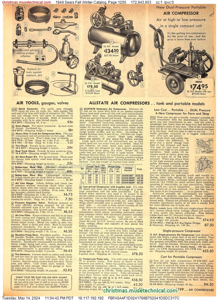 1949 Sears Fall Winter Catalog, Page 1205