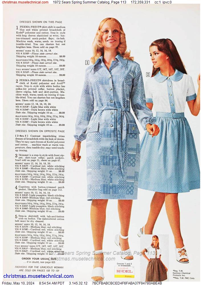1972 Sears Spring Summer Catalog, Page 113