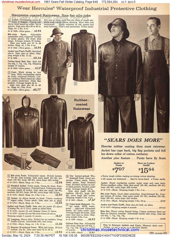 1961 Sears Fall Winter Catalog, Page 648