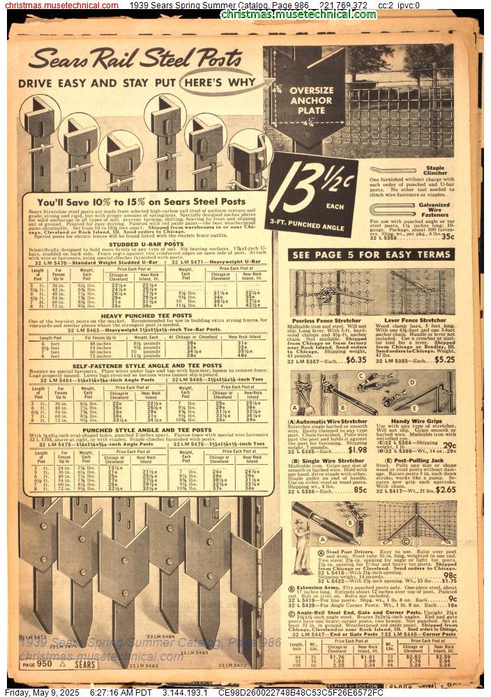 1939 Sears Spring Summer Catalog, Page 986
