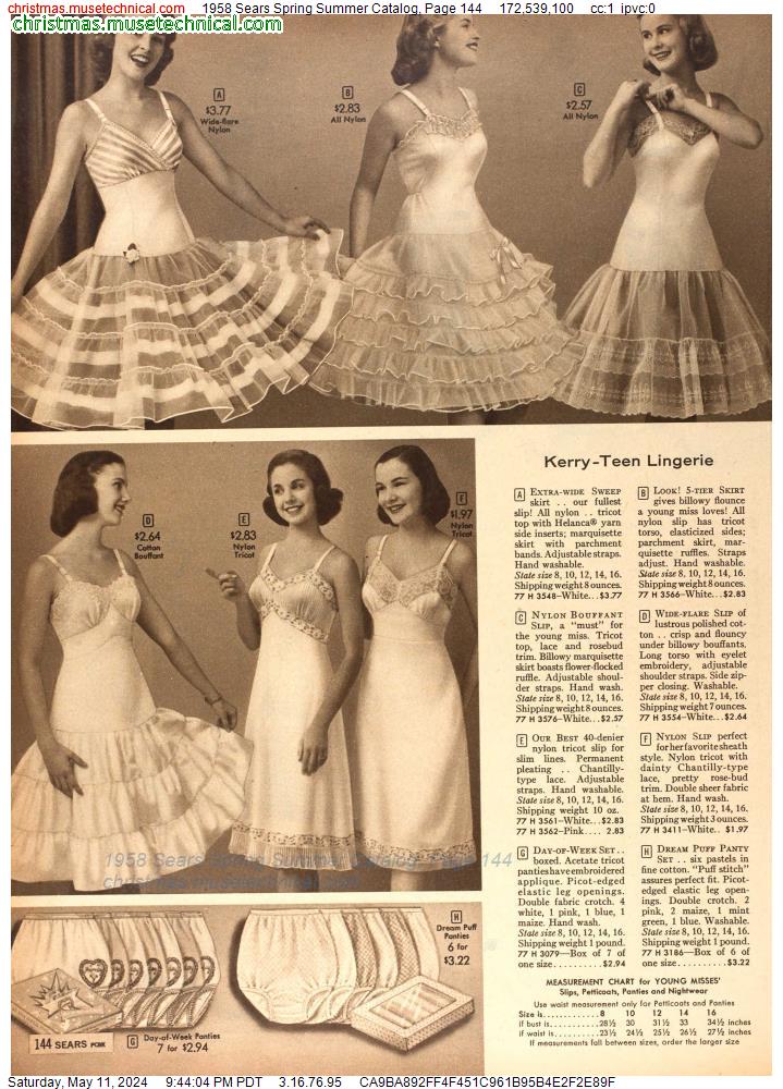 1958 Sears Spring Summer Catalog, Page 144