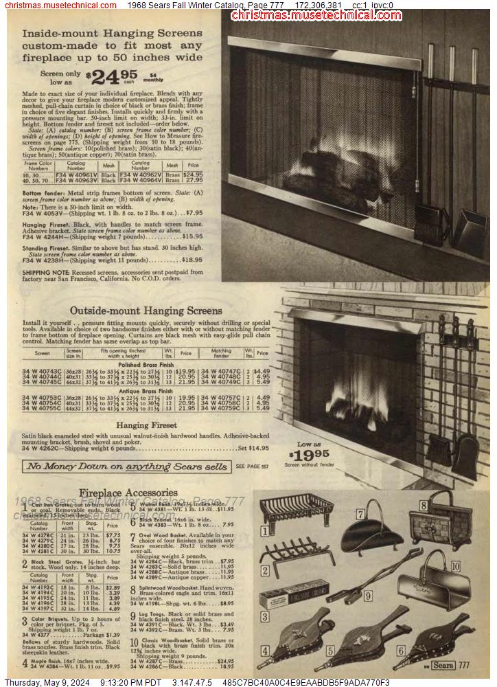 1968 Sears Fall Winter Catalog, Page 777