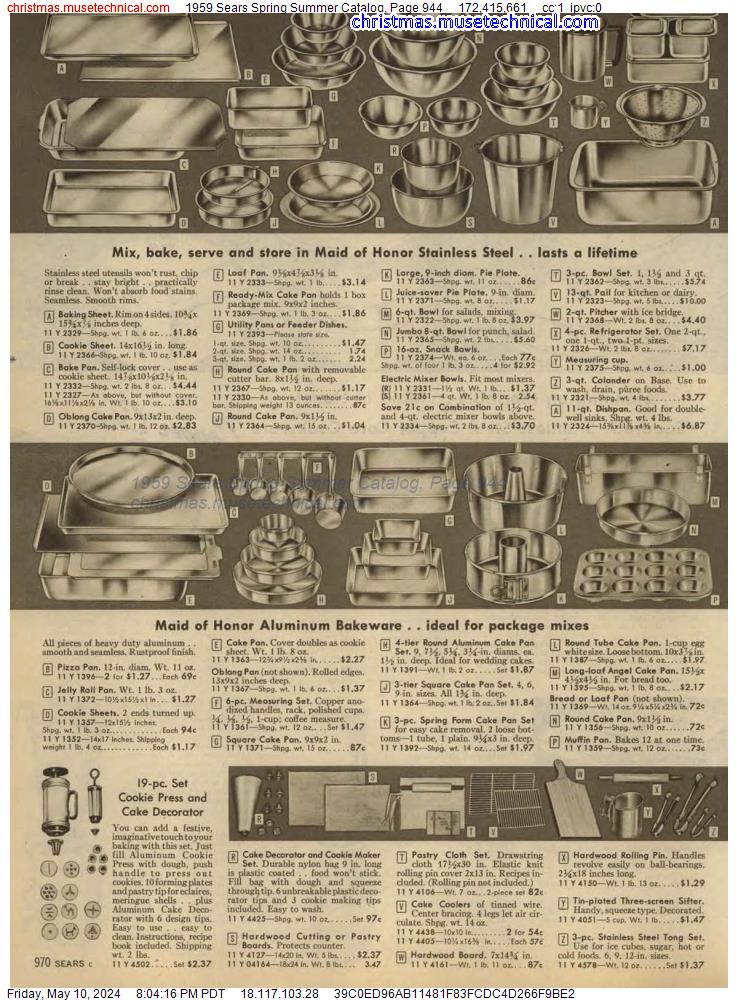 1959 Sears Spring Summer Catalog, Page 944