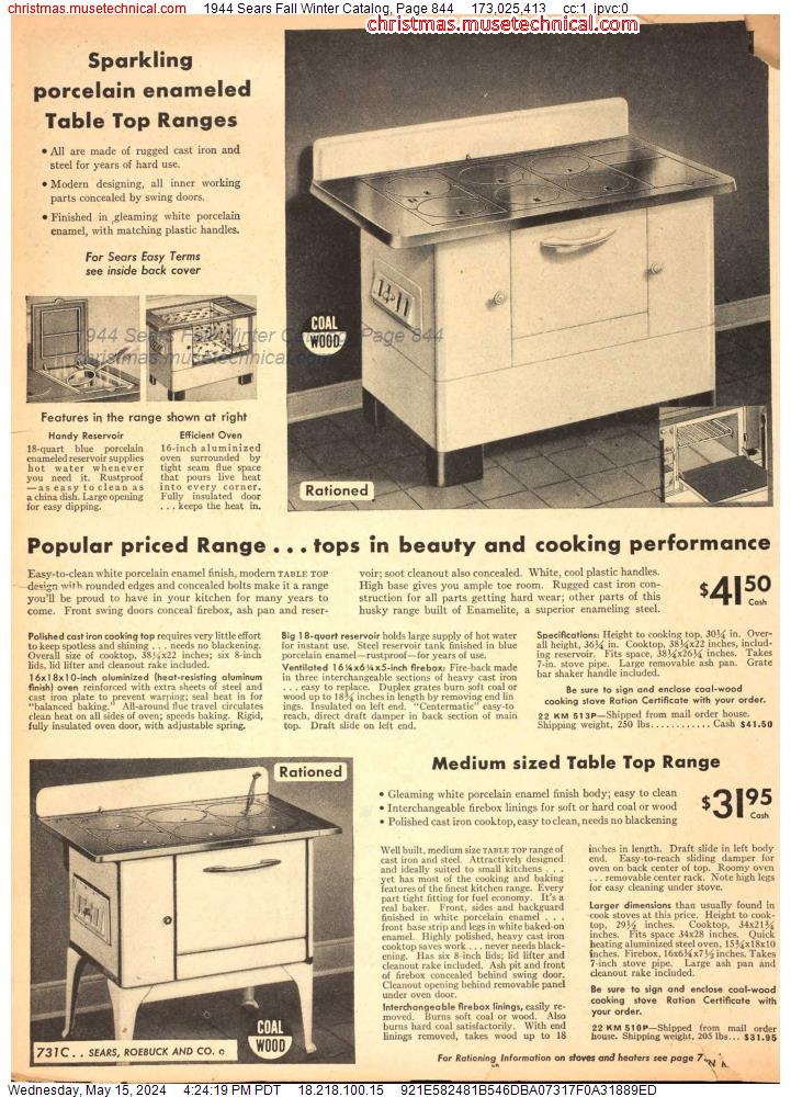 1944 Sears Fall Winter Catalog, Page 844