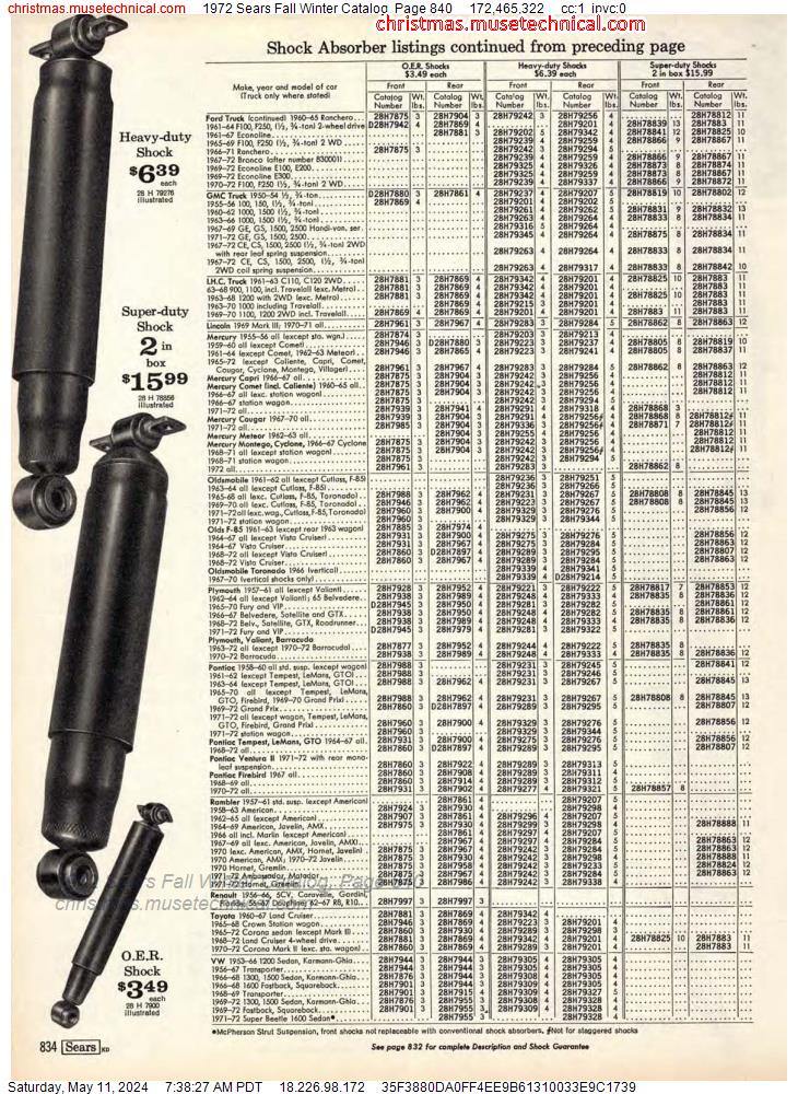 1972 Sears Fall Winter Catalog, Page 840