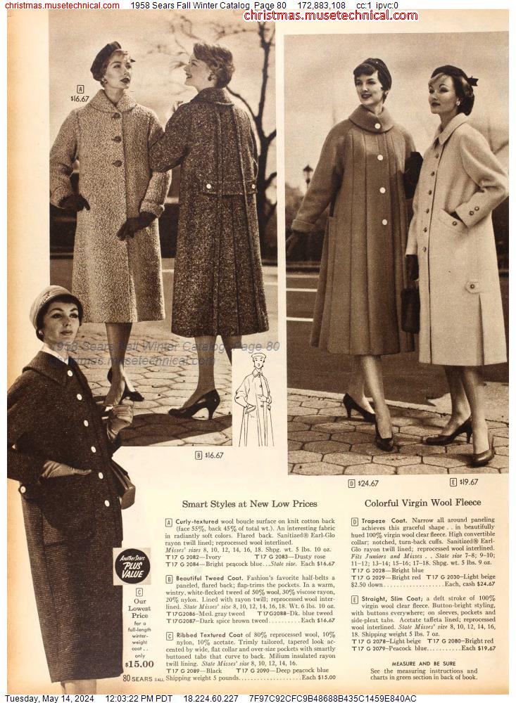 1958 Sears Fall Winter Catalog, Page 80