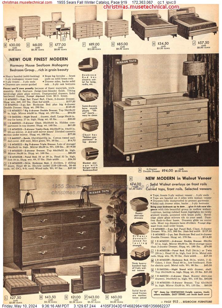 1955 Sears Fall Winter Catalog, Page 919