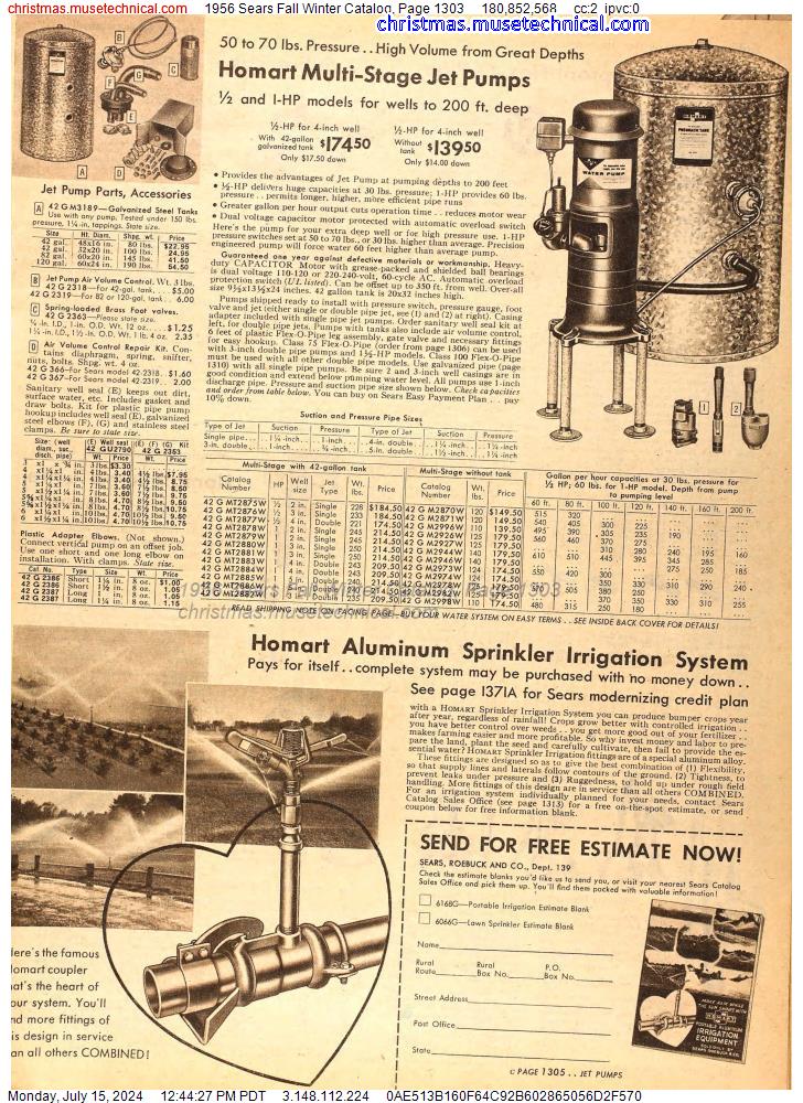 1956 Sears Fall Winter Catalog, Page 1303