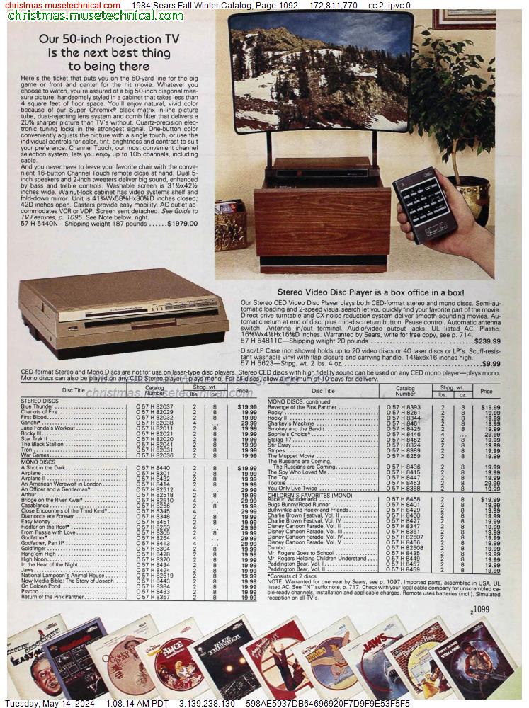 1984 Sears Fall Winter Catalog, Page 1092
