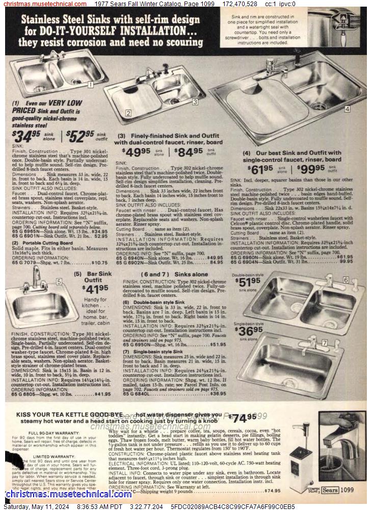 1977 Sears Fall Winter Catalog, Page 1099