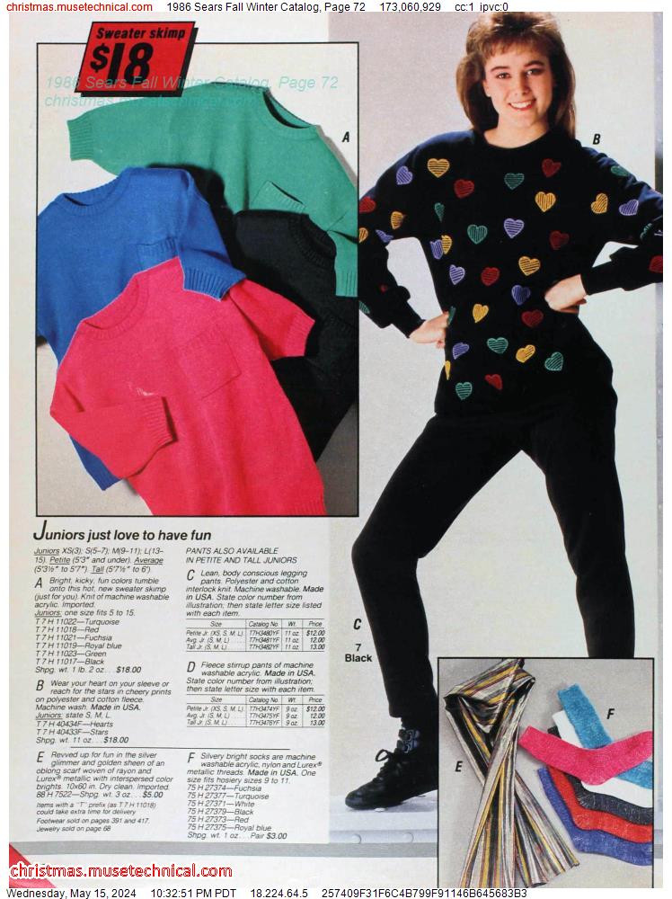 1986 Sears Fall Winter Catalog, Page 72