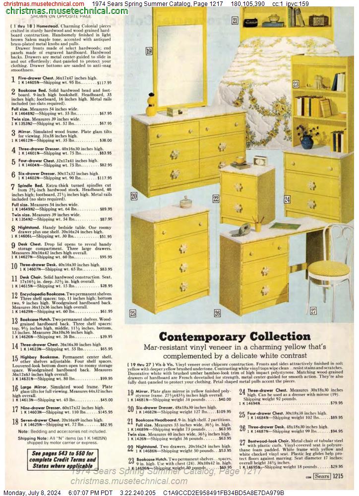 1974 Sears Spring Summer Catalog, Page 1217