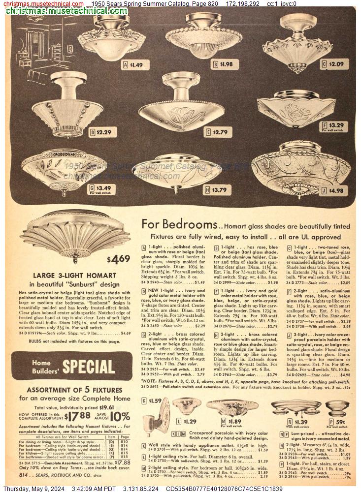 1950 Sears Spring Summer Catalog, Page 820
