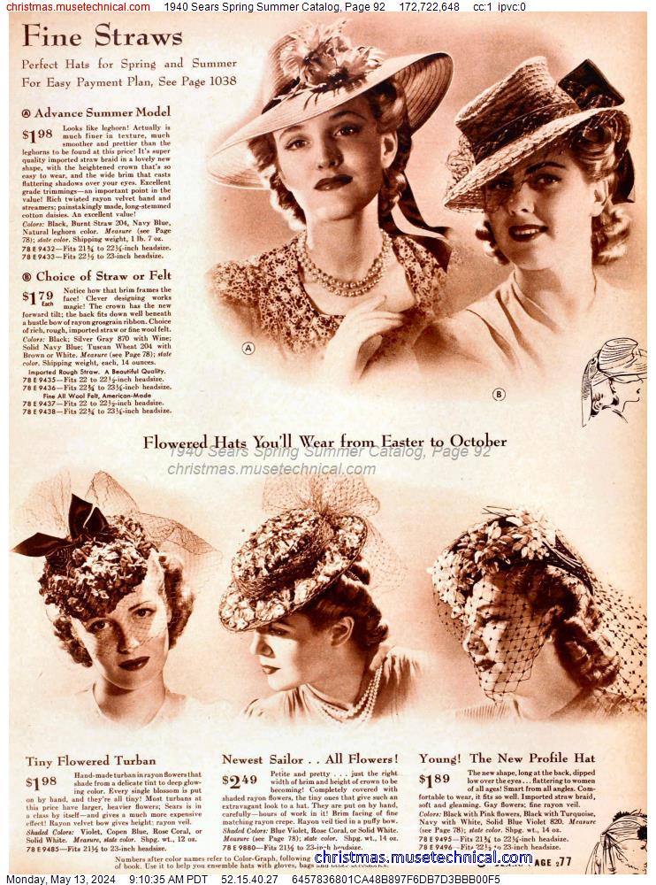 1940 Sears Spring Summer Catalog, Page 92