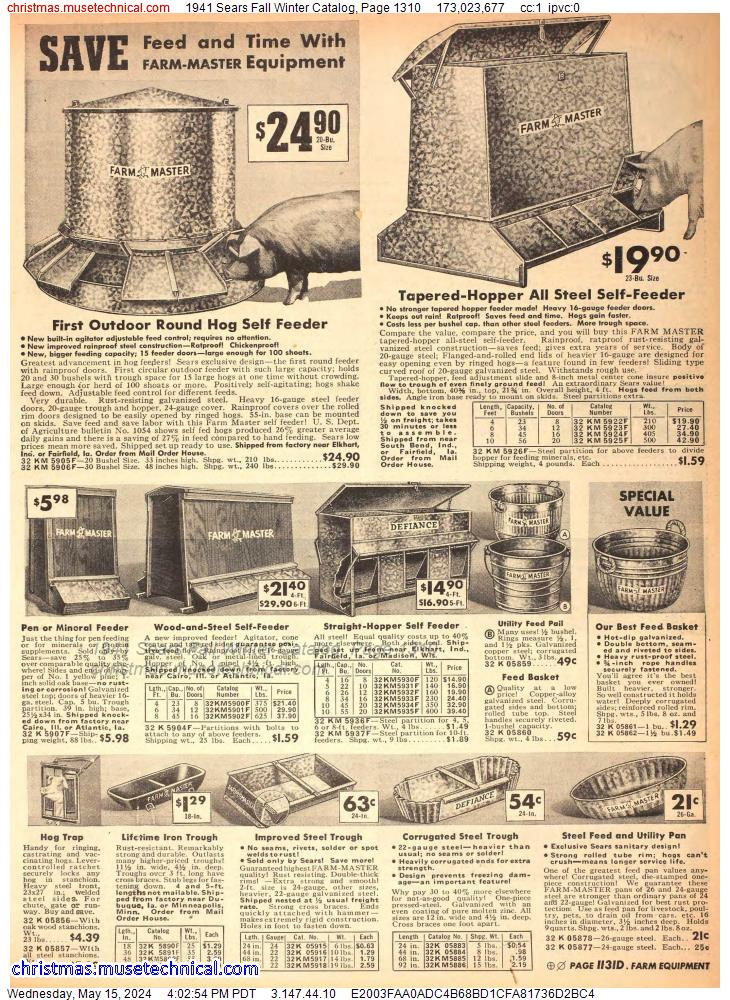 1941 Sears Fall Winter Catalog, Page 1310