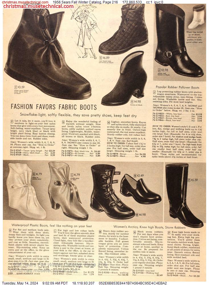 1956 Sears Fall Winter Catalog, Page 216