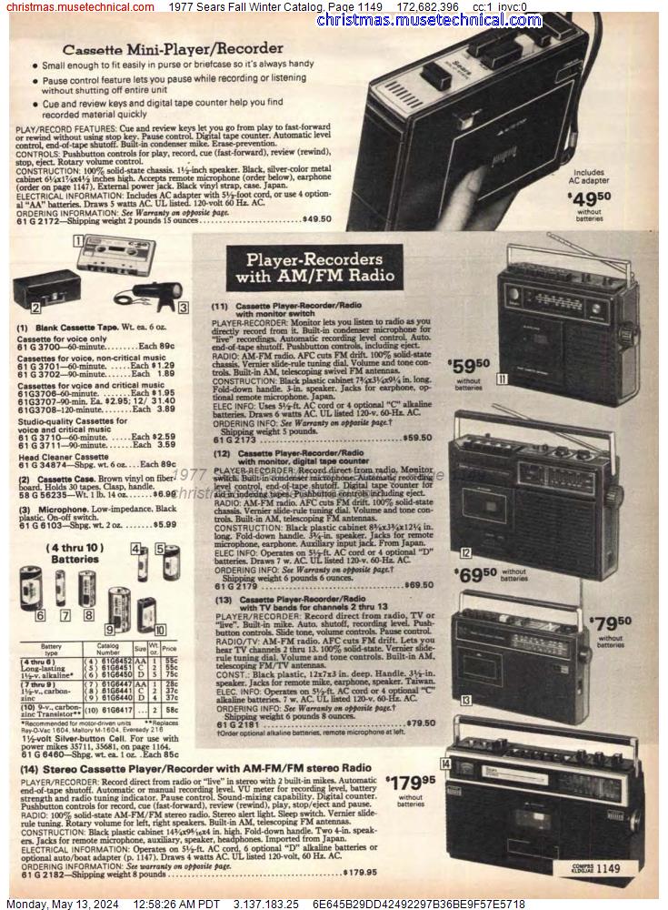 1977 Sears Fall Winter Catalog, Page 1149