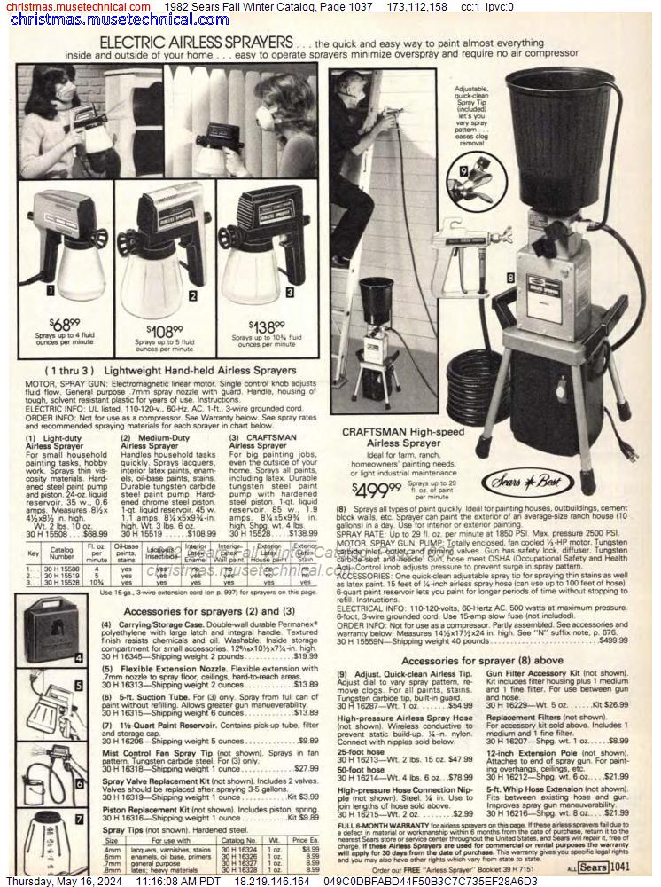 1982 Sears Fall Winter Catalog, Page 1037