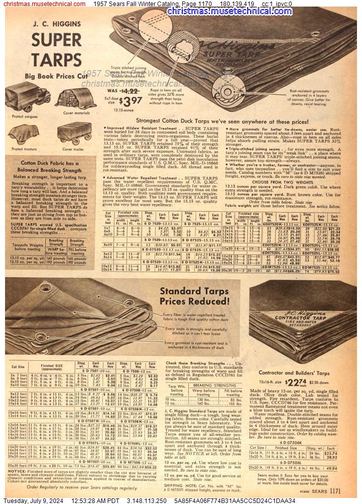 1957 Sears Fall Winter Catalog, Page 1170