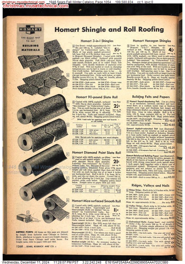 1946 Sears Fall Winter Catalog, Page 1054