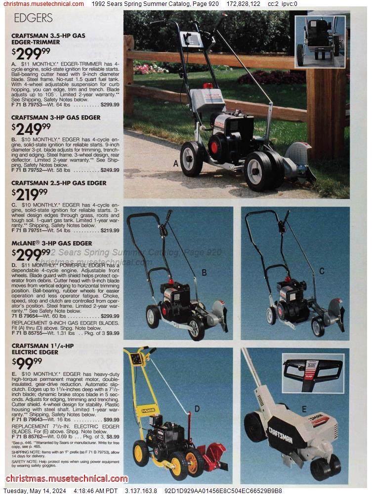 1992 Sears Spring Summer Catalog, Page 920