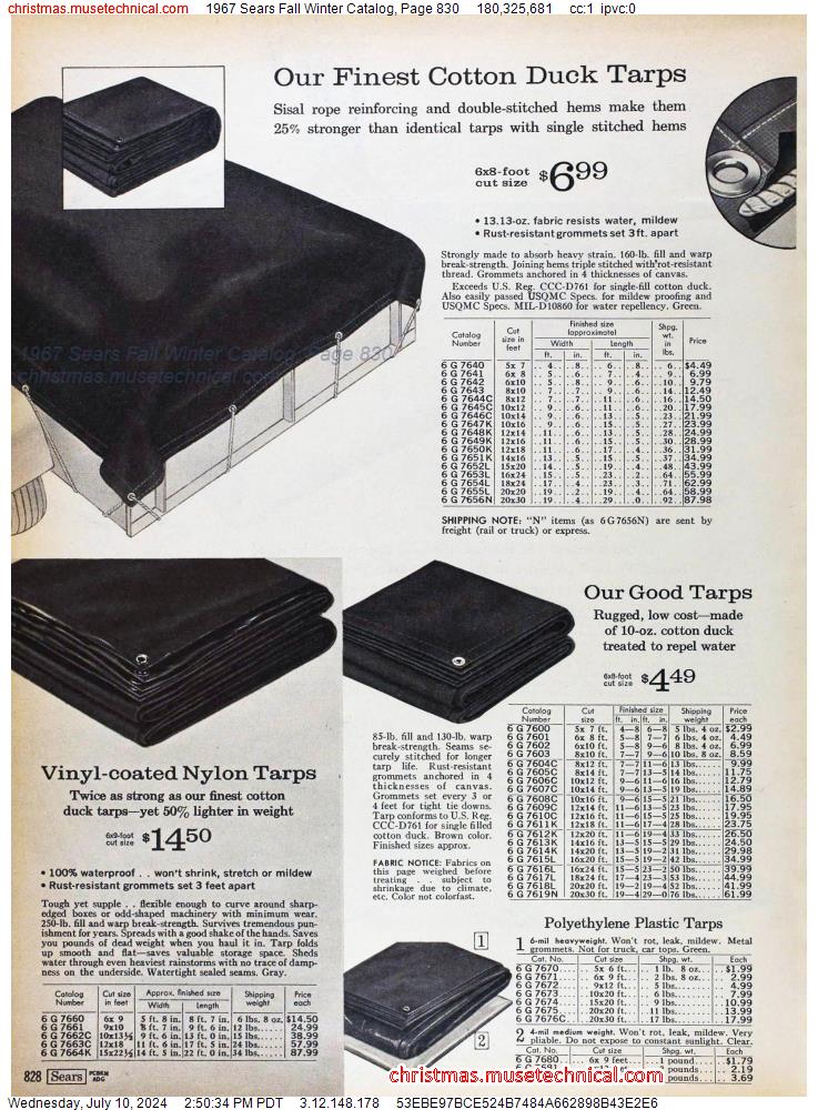1967 Sears Fall Winter Catalog, Page 830