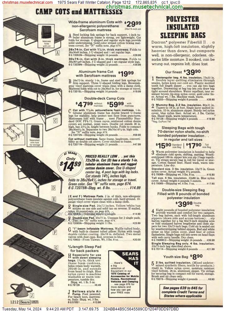 1975 Sears Fall Winter Catalog, Page 1212