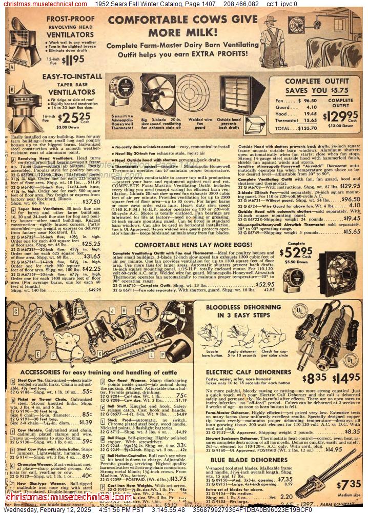 1952 Sears Fall Winter Catalog, Page 1407