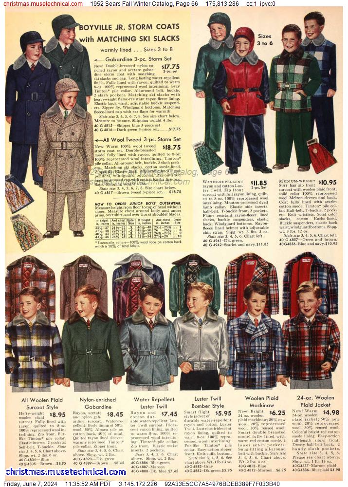 1952 Sears Fall Winter Catalog, Page 66
