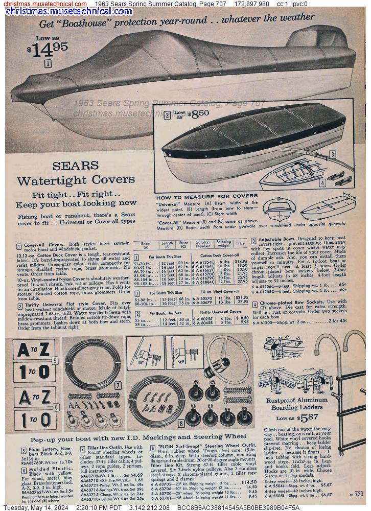 1963 Sears Spring Summer Catalog, Page 707
