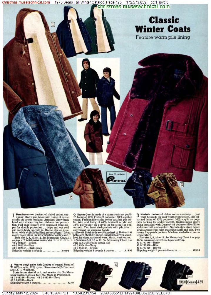 1975 Sears Fall Winter Catalog, Page 425
