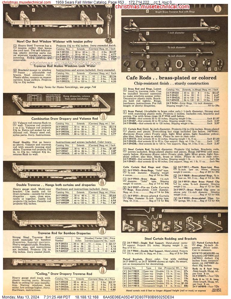 1959 Sears Fall Winter Catalog, Page 853