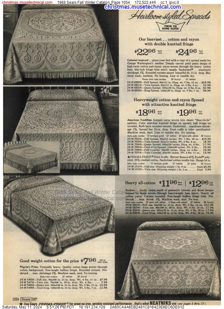 1968 Sears Fall Winter Catalog, Page 1054