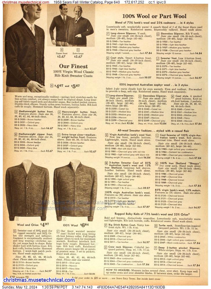1958 Sears Fall Winter Catalog, Page 640