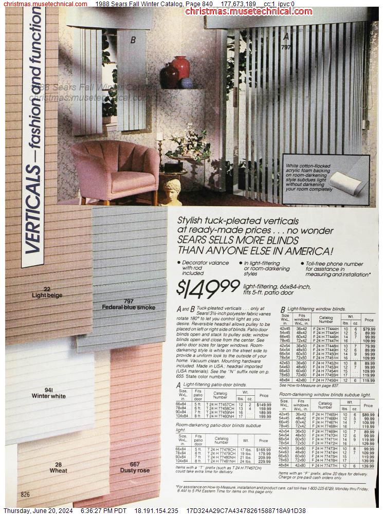 1988 Sears Fall Winter Catalog, Page 840